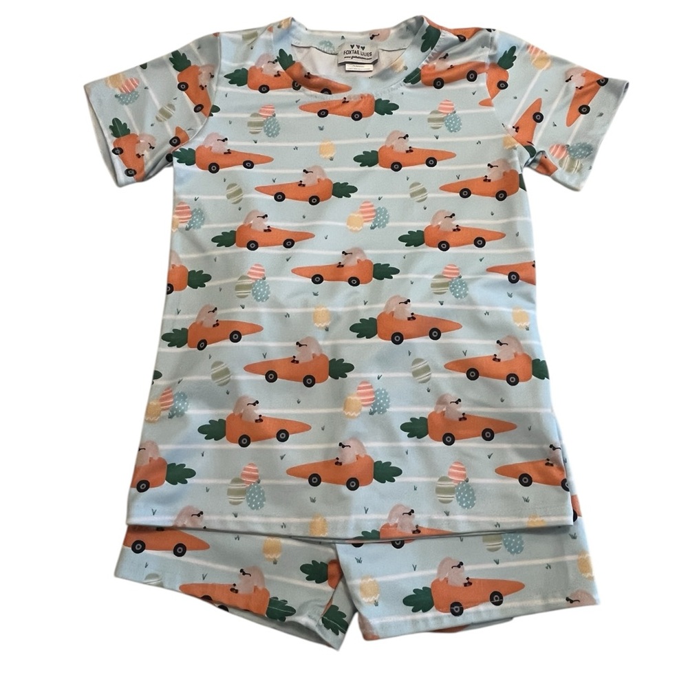 EUC Foxtail Lilies FAST SHIP PJ or Lounge Tee and Shorts EASTER/SPRING Size 4T